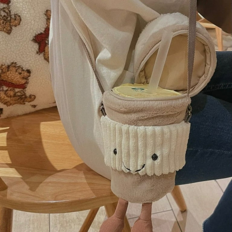 Plush Amuseable Coffee-To-Go Bag Soft Plush Purse - New and