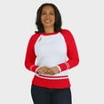 thumbnail image 4 of Women's WEAR by Erin Andrews White/Red Kansas City Chiefs Colorblock Raglan Sweater, 4 of 5