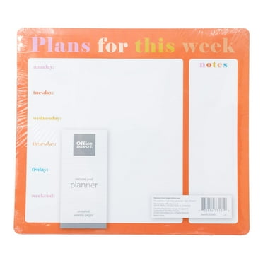 Office Depot Mouse Pad Weekly Desk Calendar, 9" x 8", Plans for This Week, Prioritize Yourself, Undated Weekly Notepad with Days
