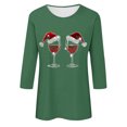 thumbnail image 4 of AGWOLF Red Glass Print Christmas Shirts for Women Crew Neck 3/4 Sleeve Festive Tops Funny Rhinestone Holiday Pullover, 4 of 4