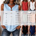 thumbnail image 3 of Fewfanhot Women's Linen Blend V-Neck Sleeveless Tank Top, Button Front Casual Summer Blouse, Loose Fit High-Low Hem Cami, S-3XL, 3 of 5