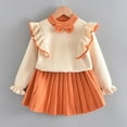 thumbnail image 2 of GigrtiJin Toddler Baby Girl Skirt Outfit Knit Sweater Tops with Skirt Matching Sets Ruffle Long Sleeve Fall Winter Set, 2 of 6