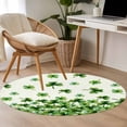 thumbnail image 4 of Round Area Rug 4 Ft, St. Patrick's Day Washable Non-Slip Circle Carpet for Living Room/Bedroom, Spring Green Botanical Lucky Clovers Low-Profile Crawling Mats Collection Rugs for Indoor, 4 of 8