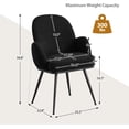 thumbnail image 2 of Black Dining Chairs Set of 2, Modern Boucle Fabric Upholstered Kitchen Dining Chairs with Arms and Sturdy Metal Legs for Restaurant Cafe Living Room Bedroom, 2 of 9