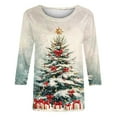 thumbnail image 4 of Christmas Tops for Women Fall Tops 2025 Boho Cotton Dressy 3/4 Sleeve Shirts Fitted Blouses & Button-Down Shirts Dressy, 4 of 4