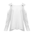 thumbnail image 3 of SNKSDGM Women's Plus Casual Easter Shirts Women's Tops 3/4 Sleeve Women's V Neck Sleeve Shirts Cold Shoulder Tops Basic Summer Tees Womens Shirts Long Sleeve Business Casual, 3 of 3