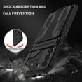 thumbnail image 6 of Heavy Duty Case for Samsung Galaxy A14 5G Rugged PC Armor Credit Card Slot Holder Kickstand Bracket Cover, Military Grade Dual-Layers Shockproof Anti-Scratches Lens Protection Case,Black, 6 of 9
