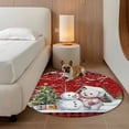 thumbnail image 3 of Round Area Rugs Collection 6 Ft, Red Christmas Non-Slip Residential Carpet, Xmas Tree Snowman Bear Snowfall Plaid Indoor Crawling Mats Runner Rugs for Living Room/Dining Room/Bedroom, 3 of 8