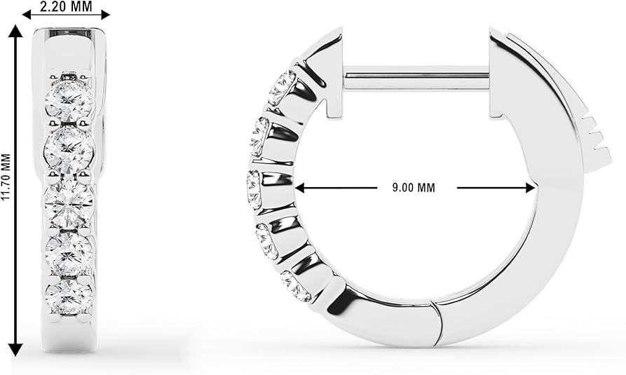 Unique Moments 0.25 Carat Lab Grown Diamond Huggie Hoop Earrings for Women in Sterling Silver (G+/SI)