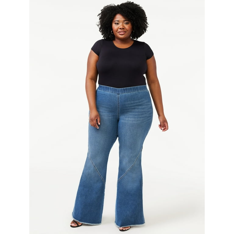 Sofia Jeans by Sofia Vergara Women's Plus Size Melisa High Rise Super Flare  Pull On Jeans 