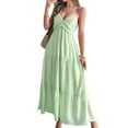 thumbnail image 2 of Women'S Shalterneck Maxi Dress Summer Sleeveless Dress Casual Boho Backless Flowy Long Dresses Green L, 2 of 8