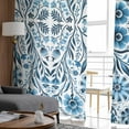 thumbnail image 4 of Blue Boho Sheer Curtains 72 Inches Long 2 Panels Set, Window Sheer Curtains for Living Room/Bedroom, Ethnic Tribal Floral Abstract Art Aesthetics Light Filtering Rod Pocket Curtain 52'' x 72'' x 2, 4 of 7