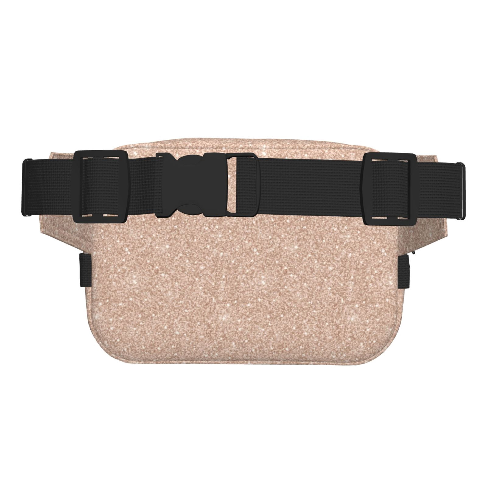 Hirioo Beige Sparkling Glitter for Double Layer Waist Bag Adjustable Fanny Pack For Travel Running Hiking