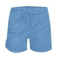 thumbnail image 4 of HomeDM Cargo Shorts with Pockets for Women Trendy Solid Color Athletic Shorts Comfy Drawstring Lounge Shorts for Women - Light Blue/M, 4 of 6