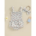 thumbnail image 2 of Suealasg Baby Girls 2pcs 4th of July Outfits Set 3 6 9 12 18 Months Sleeveless Popsicle Romper with Headband Newborn Summer One Piece Clothes, 2 of 8