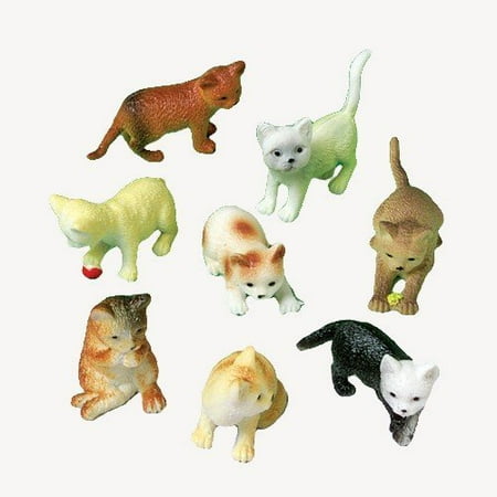 Toys Cupcake - 12 Mini Plastic CAT Figures/KITTEN Kitty TOYS/Birthday PARTY FAVORS/Prizes/CUPCAKE Toppers/Teacher Rewards, 12 plastic 2.5