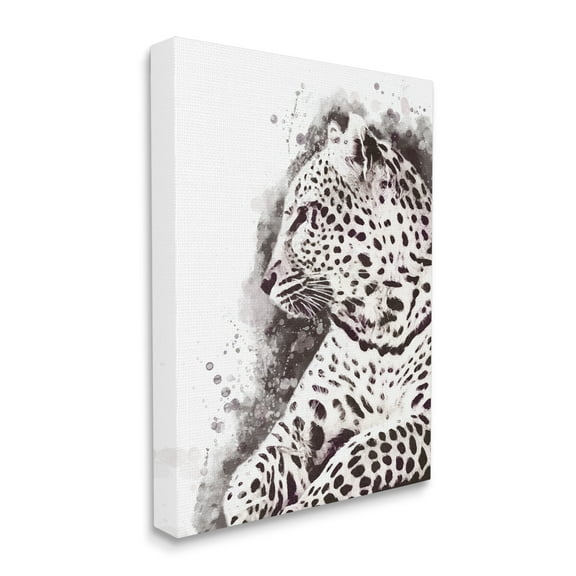 Stupell Industries Jungle Cat Paint Splatter Resting Cheetah Grey White, 36 x 48, Designed by Ros Ruseva