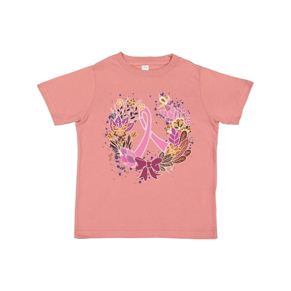 Inktastic Breast Cancer Awareness Wreath Pink Ribbon Girls Toddler T-Shirt