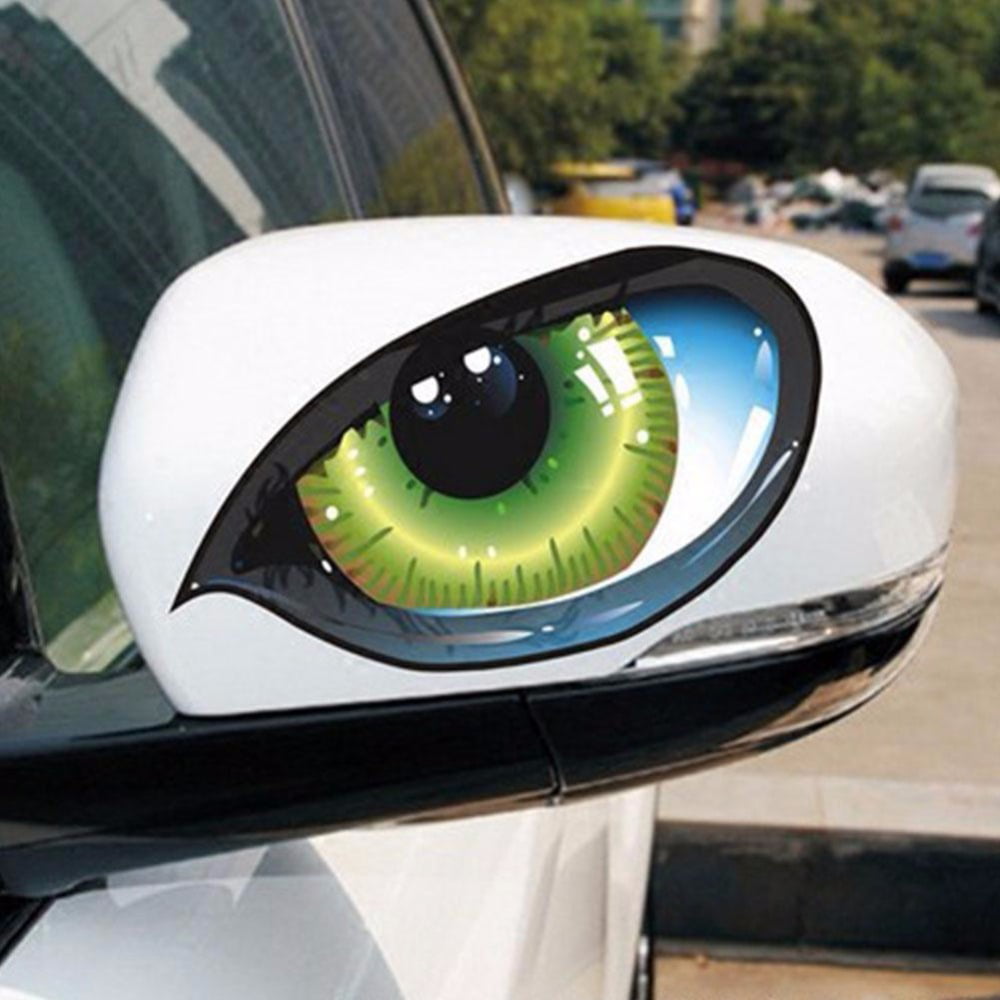 AKDSteel 2Pcs 3D Stereo Reflective Cat Eyes Car Sticker Creative Rearview Mirror Decal Auto Parts Accessories 