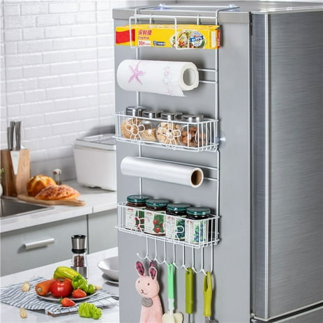 Refrigerator Side Rack Storage Rack Fridge Shelf 6-Layer Sidewall Holder Kitchen Supplies Organizer Household Hanging Hook Folding Fridge Storage