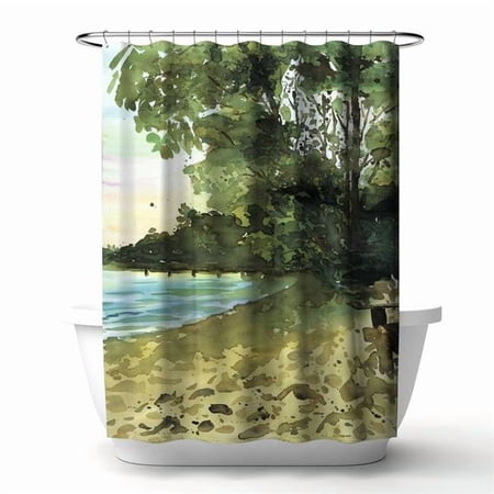 Begin Home Decor 4240-7174-CO124 71 x 74 in. Day At the Lake Blue Coastal Bedroom Shower Curtain - Home Decor