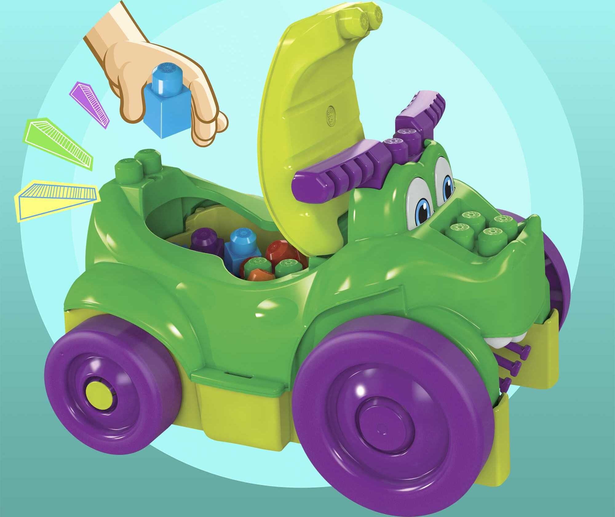 MEGA BLOKS Ride 'n Chomp Croc Ride-on Toy Building Block Set, Plastic (Walmart Exclusive)