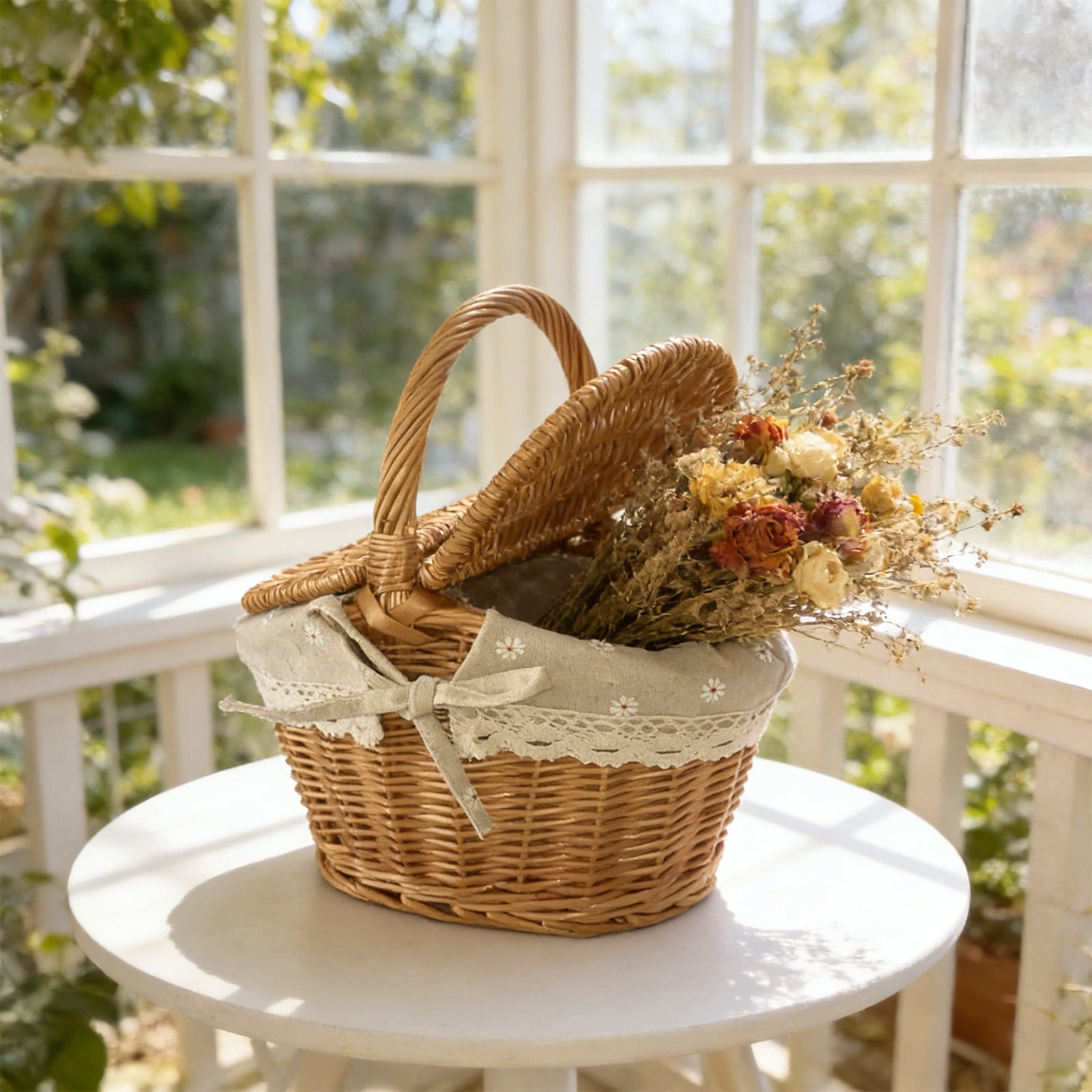 Gifts Dianli Mini Willow Woven Easter Egg Basket Handheld Rustic Wicker Storage Basket Flower Gift Holder Party Favor Table Centerpiece Spring Holiday Decoration Cute Basket