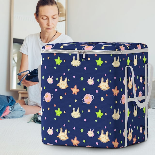 Large Storage Bag for Quilts, Comforters, Clothes, Moving, Foldable Oxford Cloth Storage Bag with Handles, Water Resistant, Dustproof, Space Saving, Home Organization