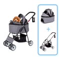 thumbnail image 1 of Cochecito de mascotas Yinane plegable con cesta de almacenamiento Carro para gatos ligero y resistente, 1 of 8