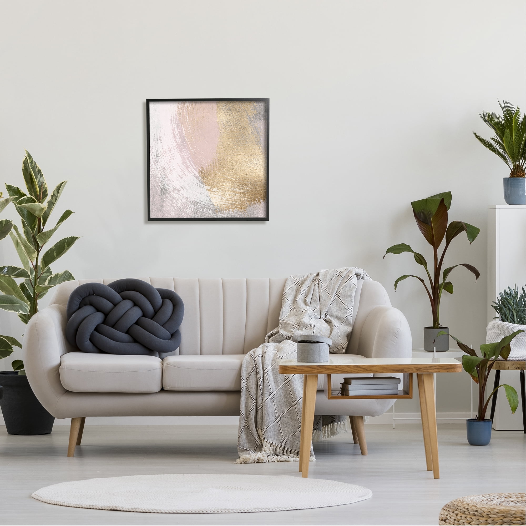 Stupell Industries Glam & Pink Abstract Abstract Painting Black Framed Art Print Wall Art, 24 x 24