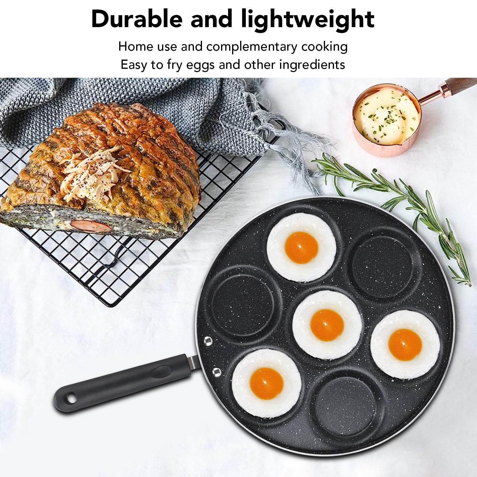 LAZIOEGR Premium Egg Frying Pan Non Stick Refined Iron Round Fried Cooker with Ergonomic Handle, Essential Household Supplies for Kitchen, Black Matte Finish, 10 Inches / 25.4 cm Size