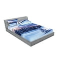 thumbnail image 2 of Ambesonne Winter Fitted Sheet & Pillow Sham Set, Mountain Peaks Snowy, King, Blue White, 2 of 2