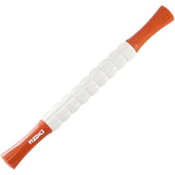 Muscle Roller Massage Roller Stick- Deep Tissue Fascia Blaster for Myofascial Pain Relief, Lymphatic Drainage & Body Sculpting, Handheld Physical Therapy & Recovery Tool(Orange White -18 inch)