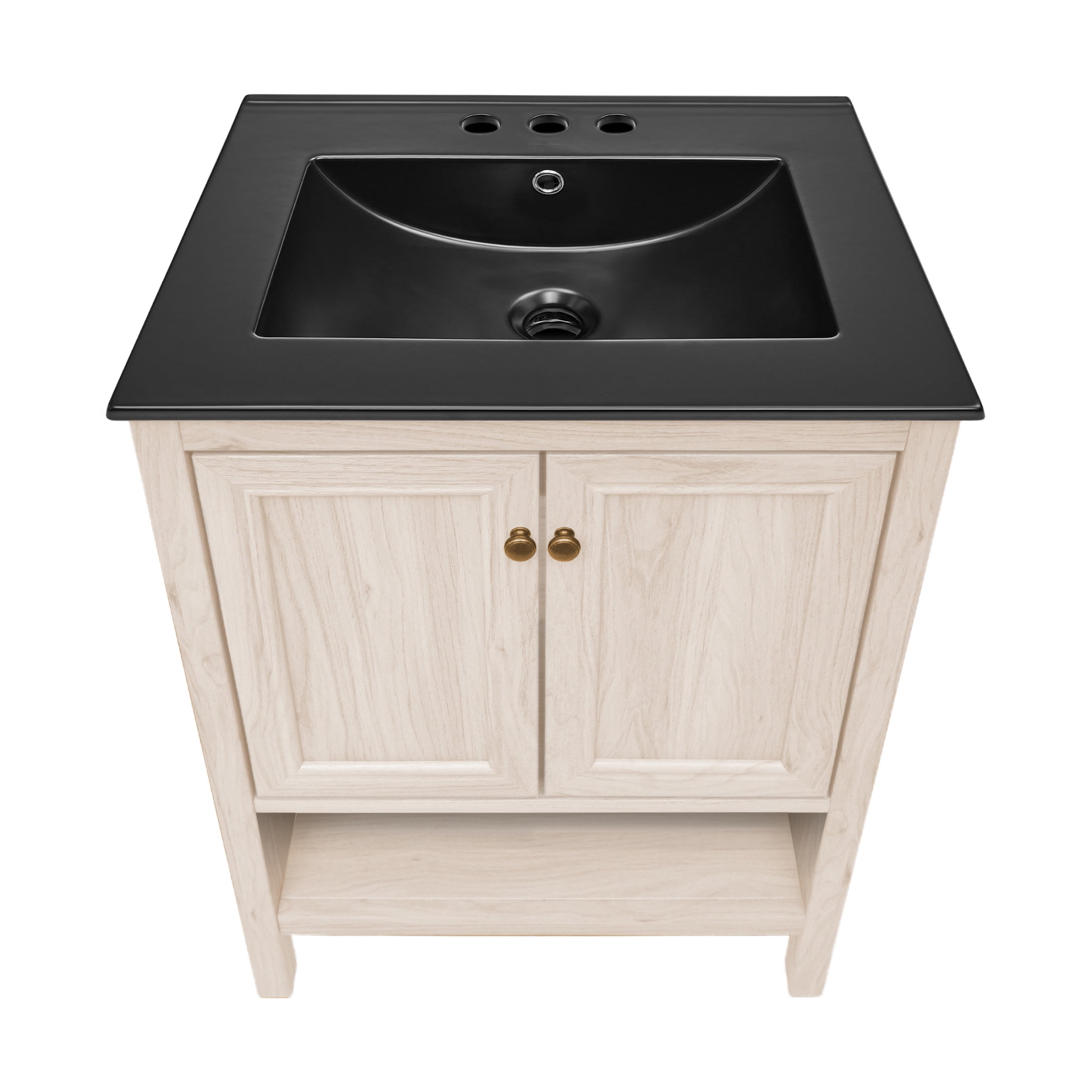 Chateau 24" Freestanding Bathroom Vanity in White Oak with Black 3-Hole Centerset Sink Top