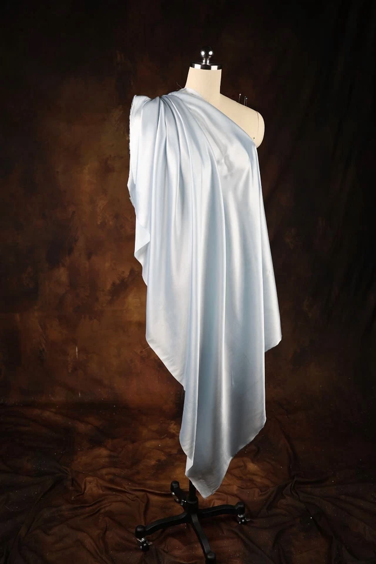 BUTTERFLY- Light Blue Satin Charmeuse Fabric By The Yard 306