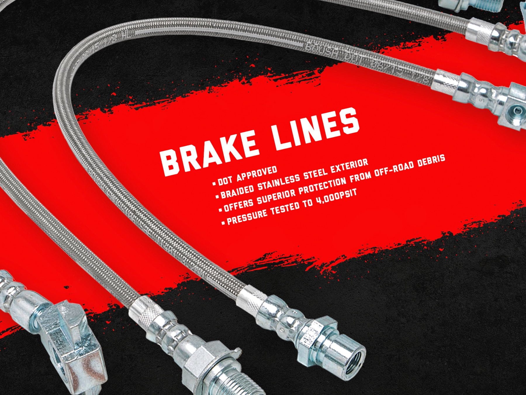 Rough Country Jeep Front Stainless Steel Brake Lines (4 - 6" Lift) - 89707" Fits select: 2015-2018 JEEP WRANGLER UNLIMITED, 2012-2014 JEEP WRANGLER