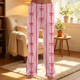 thumbnail image 4 of Women's Bow Print Wide Leg Pajama Pants, Elastic High Waist Loose Sleep Pants Casual Loungewear Trousers, S, 4 of 7