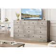 thumbnail image 6 of 12 Drawer Dresser for Bedroom, 61 Inch Dresser with Power Outlet, Modern Chest of Drawer, Wood Triple Wide Drawer Organizer Cabinet for Bedroom, Living Room, Entryway, Hallway, 6 of 9