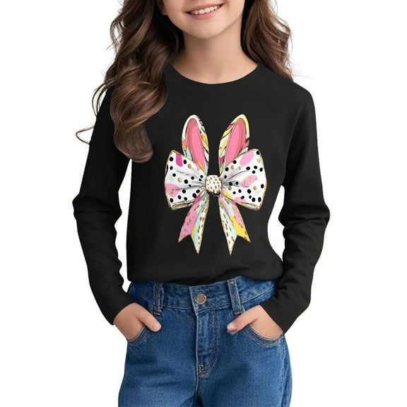 Bnwani Long Sleeve Toddler Shirt Black Fall Crew Neck Casual Printed Tops 24 Months