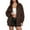Coffee, variant on WENWU Women's Leather Jacket Long Sleeve Lapel Zipper Side Pocket Casual Trench Coat Women Snow Gear Tall Jean Jacket
