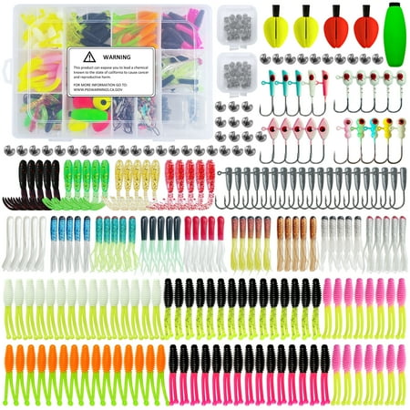Free Fisher 228PCS Crappie Lures Kit – Including Tube Soft Lures Head Jigs Foam Floats Split Shot Weights Cork Tackle Box