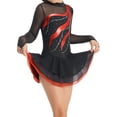 thumbnail image 2 of TiaoBug Kids Girls Long Sleeve Figure Ice Skating Dress Ballet Leotard Tutu Skirt Dancewear Red 10, 2 of 7