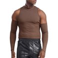 thumbnail image 5 of Camiseta con hombros descubiertos para hombre, Top corto acanalado, informal, con cuello simulado, manga larga, Jersey ajustado, ropa para fiesta Rave y discoteca, 5 of 5