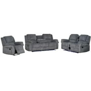 3-Piece Reclining Living Room Set Fabric Modern Sofa Set Led Light & Speaker
