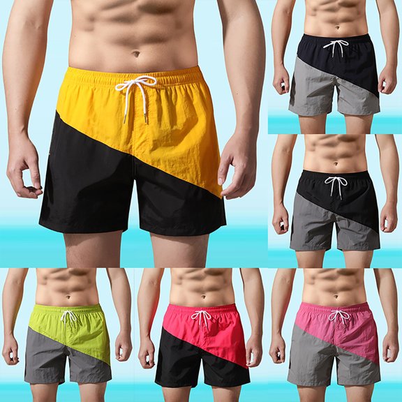 XINPING Men's Swim Trunks Xl Fashion Tropical Print Quick Dry Pool Swimming Trunks with Pockets Stretch Fabric Summer Swimwear