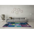 thumbnail image 3 of Ahgly Company Indoor Square Patchwork Light Blue Transitional Area Rugs, 7' Square, 3 of 4