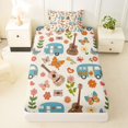 thumbnail image 3 of Erosebridal Teens Cartoon Floral RV Car Twin Sheet Sets 3pcs,Girls Boys Happy Camping Butterflies Guitar Bedding,Breathable Home Decor, 3 of 5