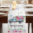 thumbnail image 3 of Table Runners 72 Inches Long Dress Scarves, Spring Farmhouse Kitchen/Dining Table Runner, Coffee Tablerunners, Truck Botanical Floral Leaf Butterfly Wooden Grain 13x72 Inch, 3 of 9