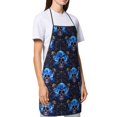 thumbnail image 4 of Pofeuu cool blue flower Skull Print Aprons with Pockets, Cute Aprons for Kitchen, Cooking, Server, Barber, Chef Apron, 4 of 7