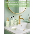 thumbnail image 2 of Ceramic Bathroom Accessories Set, 4-Piece Green Bathroom Set Complete with Soap Dispenser Set, Toothbrush Holder, Tumbler & Soap Dish – Bathroom Sets Accessories for Home, Apartment, Idea, 2 of 4